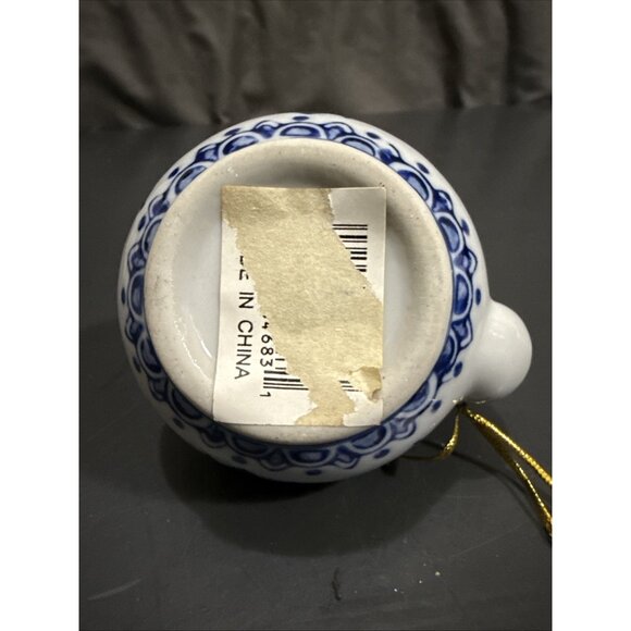 Vintage Miniature Mini Teapot Ornament Blue White Porcelain Floral Butterfly 3" - Picture 12 of 14